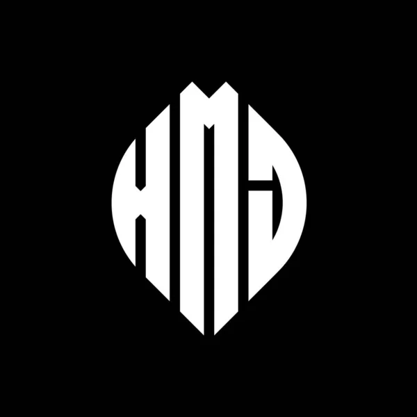 Xmj Дизайн Логотипу Літер Круговою Еліптичною Формою Xmj Еліпси Типографічним — стоковий вектор