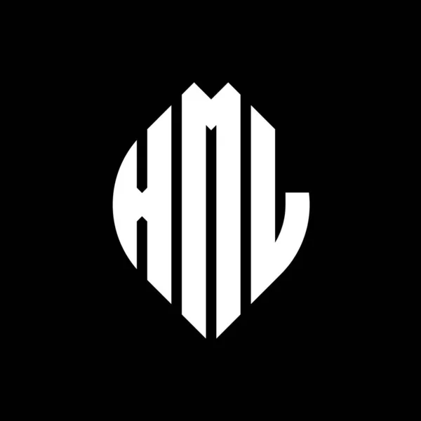 Дизайн Логотипа Xml Круга Кругом Эллипсом Xml Эллиптические Буквы Типографским — стоковый вектор