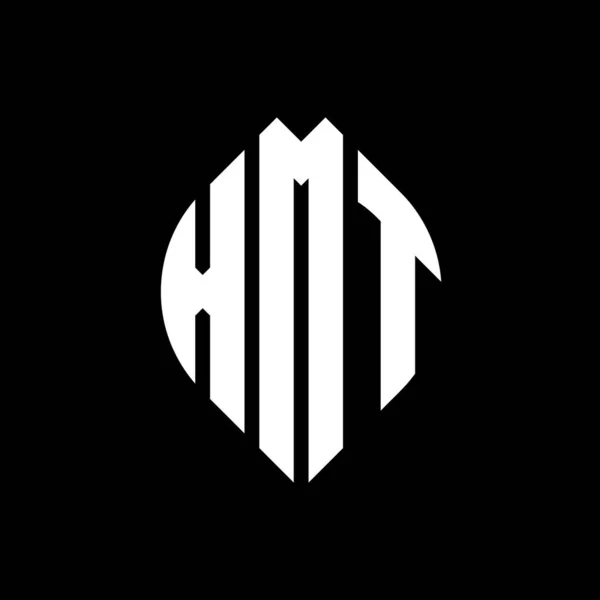 Çember Elips Şekilli Xmt Daire Harf Logosu Tasarımı Tipografik Biçimli — Stok Vektör