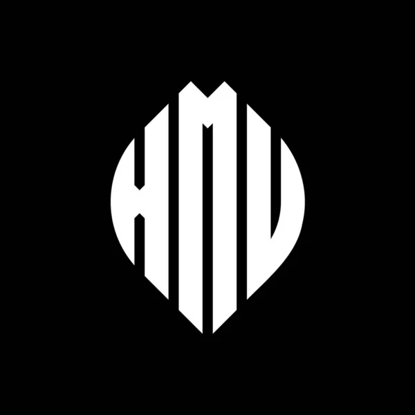 Дизайн Логотипу Літери Xmu Колом Формою Еліпса Xmu Еліпс Літери — стоковий вектор