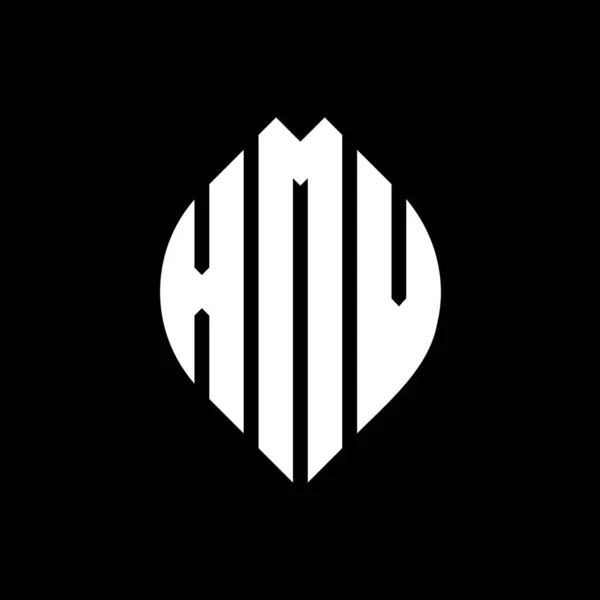 Дизайн Логотипу Літери Xmv Колом Формою Еліпса Xmv Еліпс Літери — стоковий вектор