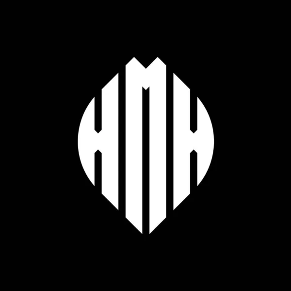 Дизайн Логотипу Літери Xmx Колом Формою Еліпса Xmx Еліпс Літери — стоковий вектор
