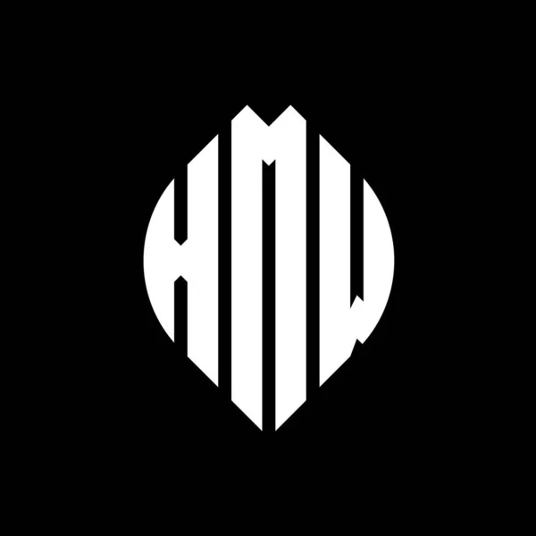 Дизайн Логотипу Літери Xmw Колом Формою Еліпса Xmw Еліпс Літери — стоковий вектор