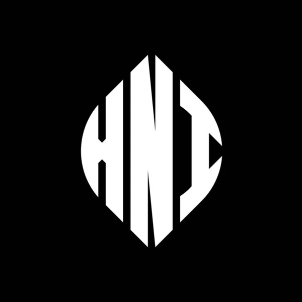 Xni Дизайн Логотипа Круга Буквы Кругом Эллипсом Формы Xni Эллиптические — стоковый вектор