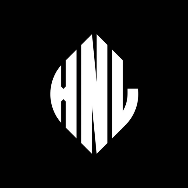 Çember Elips Şekilli Xnl Daire Harf Logosu Tasarımı Tipografik Biçimli — Stok Vektör