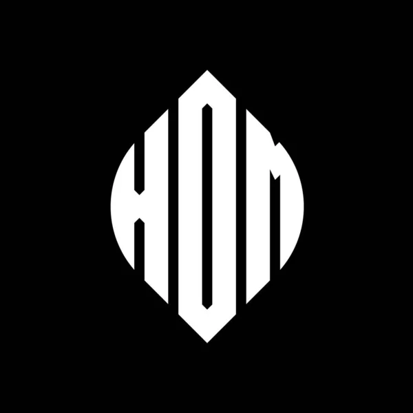 Дизайн Логотипа Круга Xom Кругом Эллипсом Xom Эллиптические Буквы Типографским — стоковый вектор