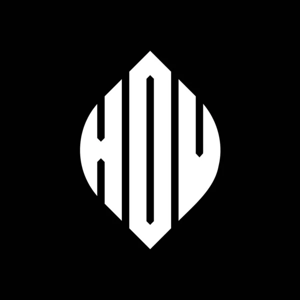 Çember Elips Şekilli Xov Daire Harf Logosu Tasarımı Tipografik Tarzda — Stok Vektör