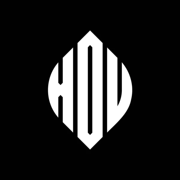 Дизайн Логотипа Круга Xou Кругом Эллипсом Xou Эллиптические Буквы Типографским — стоковый вектор