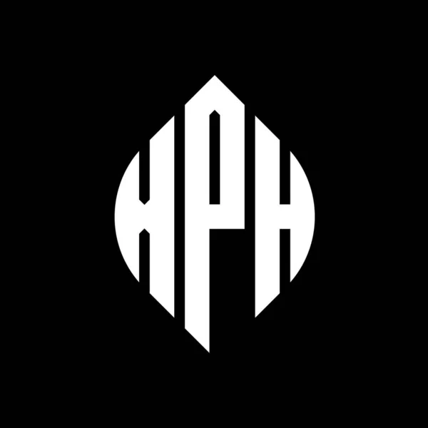Çember Elips Şekilli Xph Daire Harf Logosu Tasarımı Tipografik Biçimli — Stok Vektör