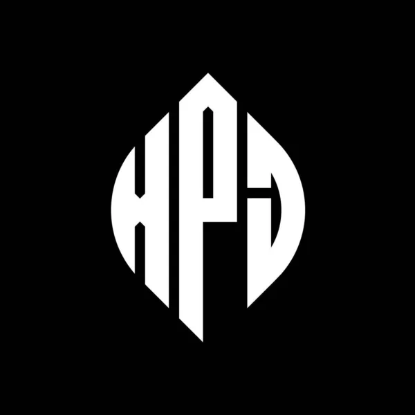 Çember Elips Şekilli Xpj Daire Harf Logosu Tasarımı Tipografik Tarzda — Stok Vektör