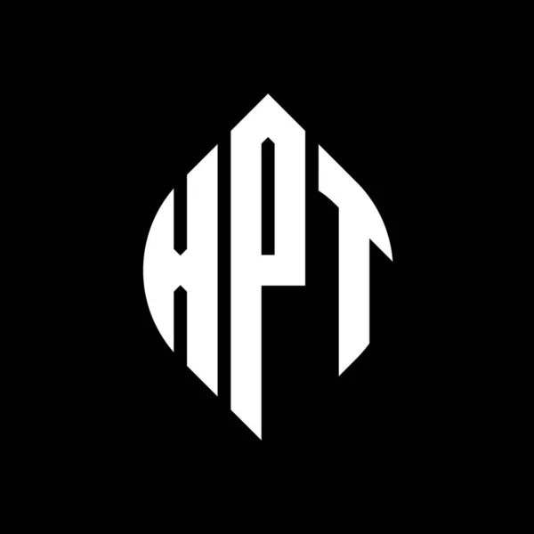 Çember Elips Şekilli Xpt Daire Harf Logosu Tasarımı Tipografik Biçimli — Stok Vektör