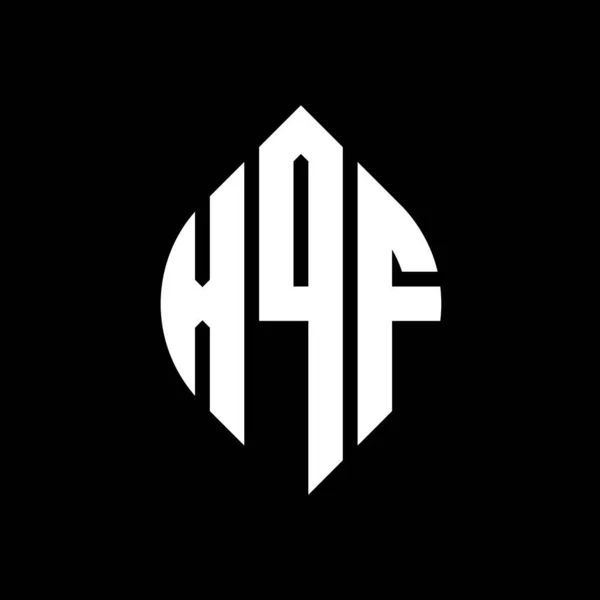 Çember Elips Şekilli Xqf Daire Harf Logosu Tasarımı Tipografik Biçimli — Stok Vektör