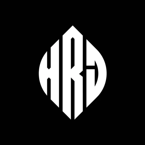 Çember Elips Şekilli Xrj Daire Harf Logosu Tasarımı Tipografik Tarzda — Stok Vektör