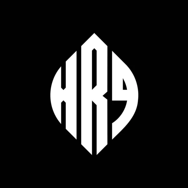 Çember Elips Şekilli Xrq Daire Harf Logosu Tasarımı Tipografik Biçimli — Stok Vektör