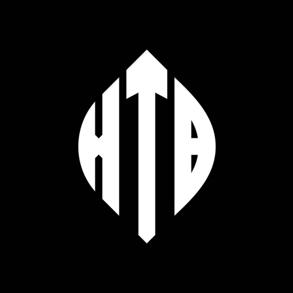 Çember Elips Şekilli Xtb Daire Harf Logosu Tasarımı Tipografik Biçimli — Stok Vektör