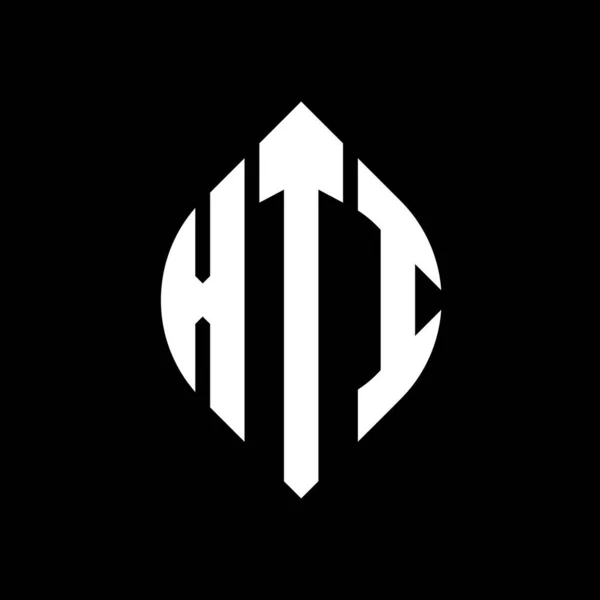 Çember Elips Şekilli Xti Daire Harf Logosu Tasarımı Tipografik Tarzda — Stok Vektör