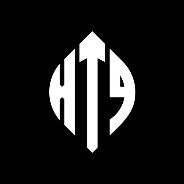 Çember Elips Şekilli Xtq Daire Harf Logosu Tasarımı Tipografik Biçimli — Stok Vektör