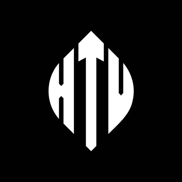 Дизайн Логотипу Кругової Літери Xtv Колом Формою Еліпса Xtv Еліпс — стоковий вектор