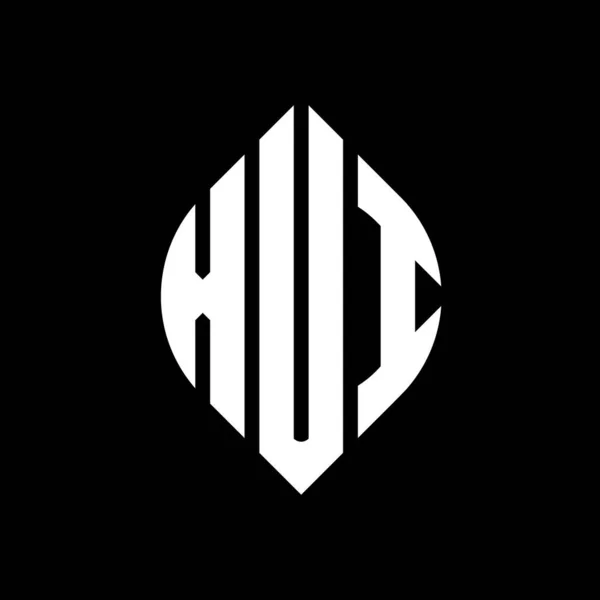 Дизайн Логотипа Круга Xui Кругом Эллипсом Xui Эллиптические Буквы Типографским — стоковый вектор