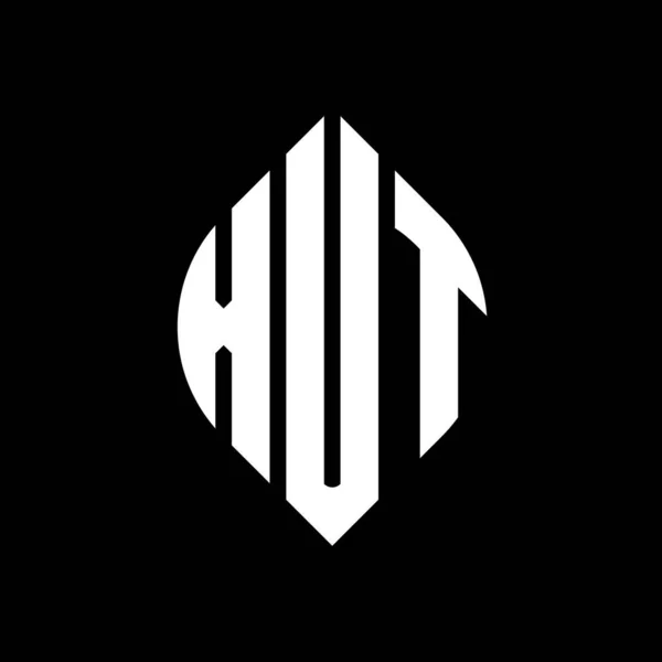 Xut Дизайн Логотипа Круга Буквы Кругом Эллипсом Формы Xut Эллиптические — стоковый вектор