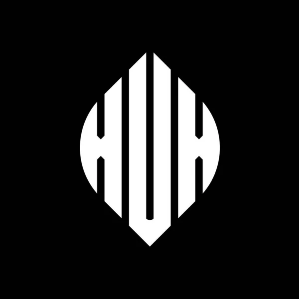 Çember Elips Şekilli Xux Daire Harf Logosu Tasarımı Tipografik Biçimli — Stok Vektör