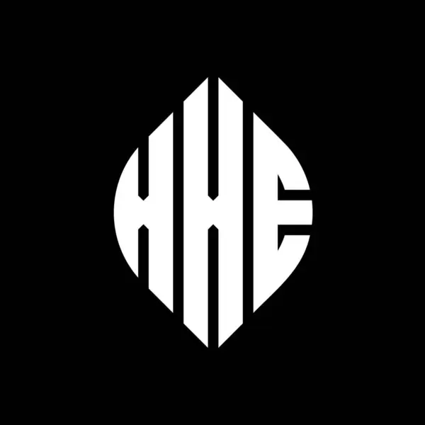Çember Elips Şekilli Xxe Daire Harf Logosu Tasarımı Tipografik Biçimli — Stok Vektör