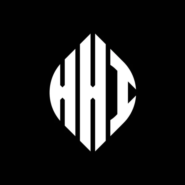 Дизайн Логотипа Xxi Круга Кружком Эллипсом Xxi Эллиптические Буквы Типографским — стоковый вектор