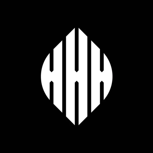 Çember Elips Şekilli Xxx Daire Harf Logosu Tasarımı Tipografik Biçimli — Stok Vektör