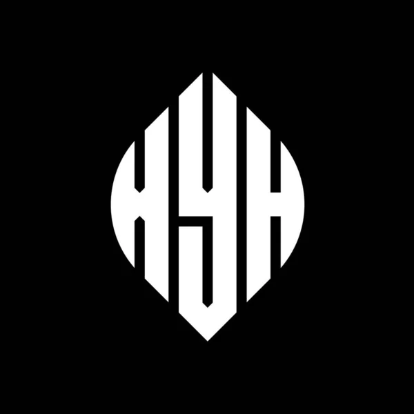 Çember Elips Şekilli Xyh Daire Harf Logosu Tasarımı Tipografik Biçimli — Stok Vektör