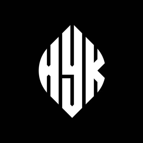 Çember Elips Şekilli Xyk Daire Harf Logosu Tasarımı Tipografik Biçimli — Stok Vektör