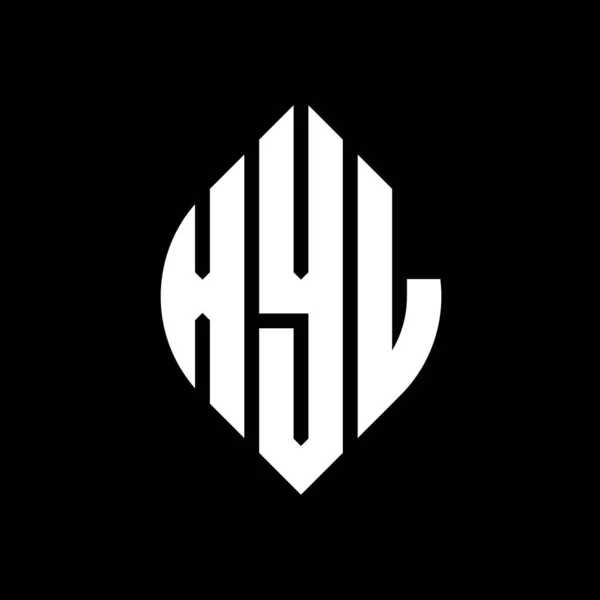 Xyl Kruh Písmeno Logo Design Kružnicí Elipsy Tvar Xyl Elipsy — Stockový vektor