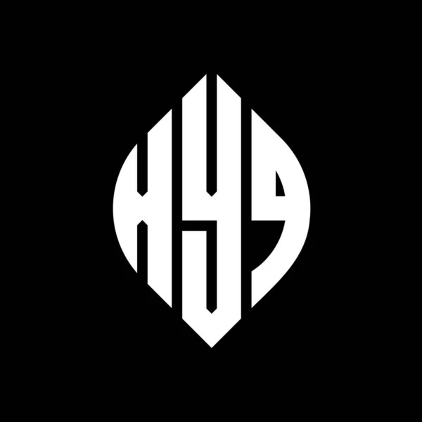 Çember Elips Şekilli Xyq Daire Harf Logosu Tasarımı Tipografik Biçimli — Stok Vektör