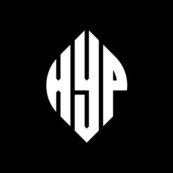 Çember Elips Şekilli Xyp Daire Harf Logosu Tasarımı Tipografik Biçimli — Stok Vektör