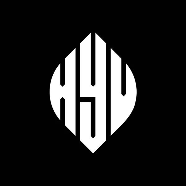 Çember Elips Şekilli Xyv Daire Harf Logosu Tasarımı Tipografik Biçimli — Stok Vektör