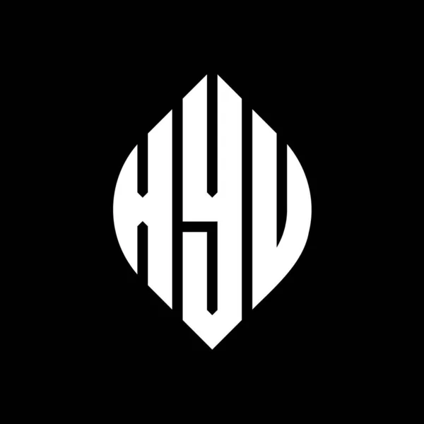 Дизайн Логотипу Літери Xyu Колом Формою Еліпса Xyu Еліпс Літери — стоковий вектор