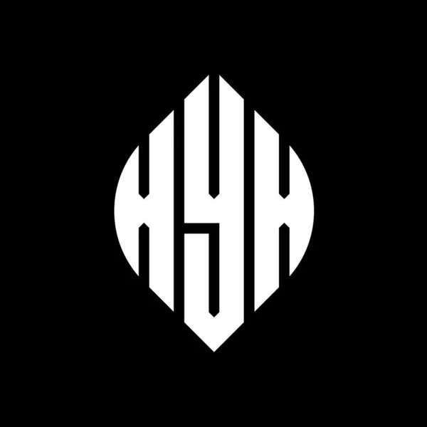 Çember Elips Şekilli Xyx Daire Harf Logosu Tasarımı Tipografik Biçimli — Stok Vektör