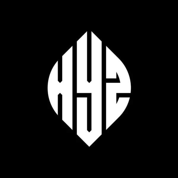 Çember Elips Şekilli Xyz Daire Harf Logosu Tasarımı Tipografik Biçimli — Stok Vektör