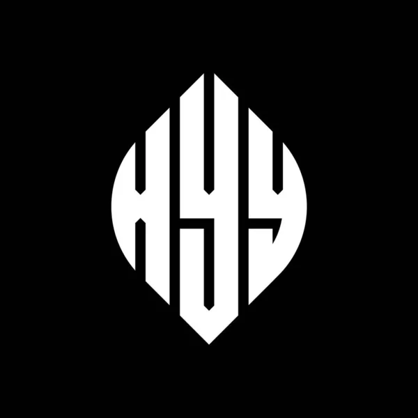 Çember Elips Şekilli Xyt Daire Harf Logosu Tasarımı Tipografik Biçimli — Stok Vektör