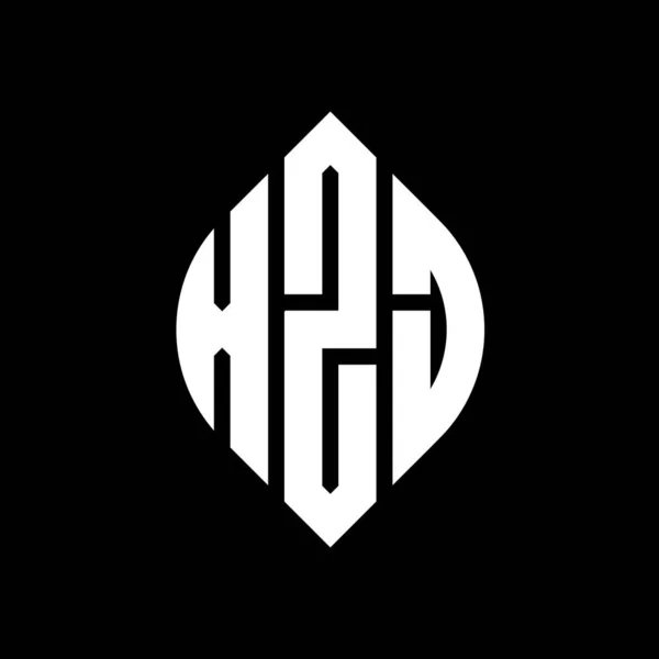 Çember Elips Şekilli Xzj Daire Harf Logosu Tasarımı Tipografik Tarzda — Stok Vektör