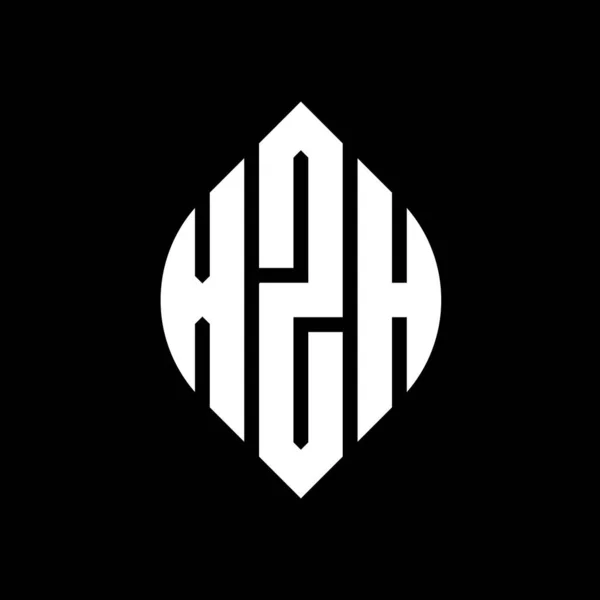 Çember Elips Şekilli Xzh Daire Harf Logosu Tasarımı Tipografik Biçimli — Stok Vektör