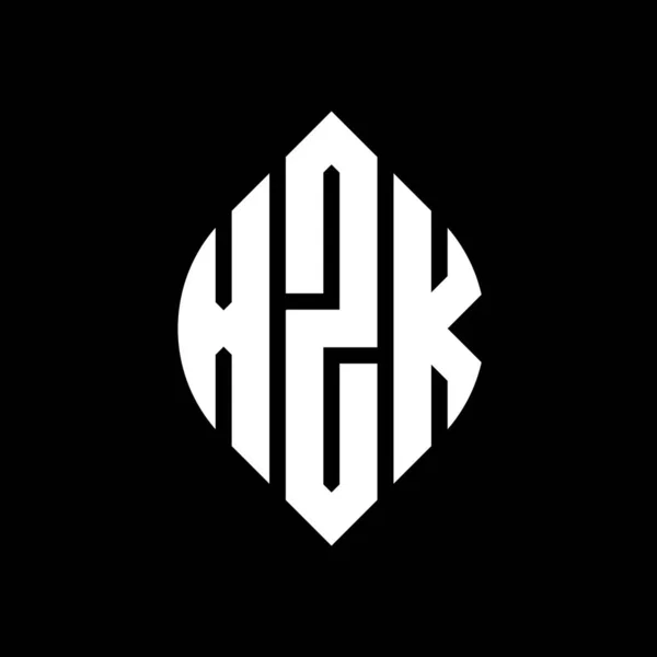 Xzk Cerchio Lettera Logo Design Con Cerchio Forma Ellittica Lettere — Vettoriale Stock