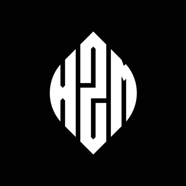 Çember Elips Şekilli Xzm Daire Harf Logosu Tasarımı Tipografik Tarzda — Stok Vektör