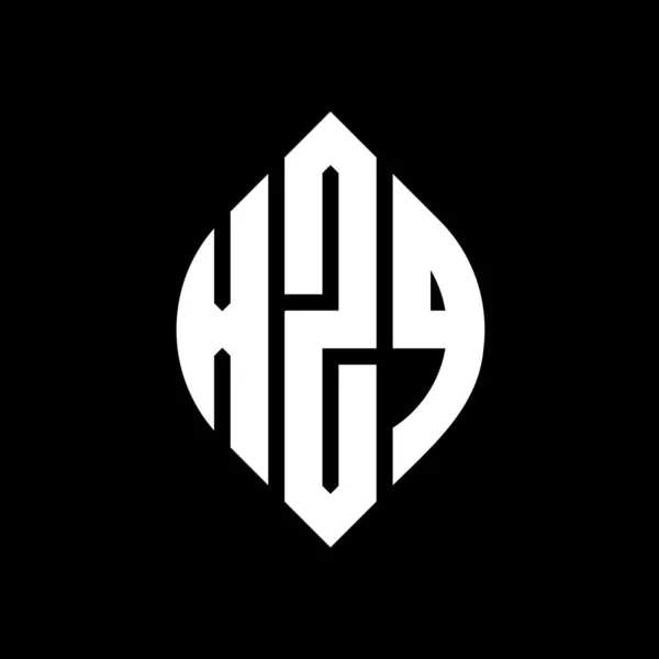 Çember Elips Şekilli Xzq Daire Harf Logosu Tasarımı Tipografik Biçimli — Stok Vektör