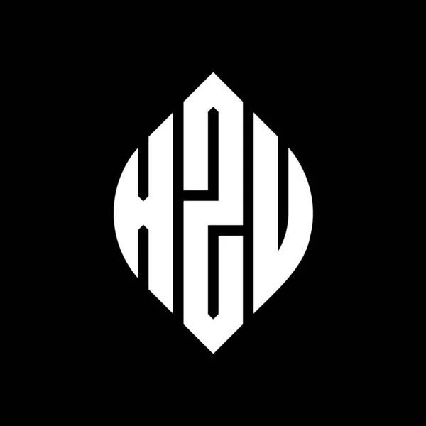 Projekt Logo Litery Okrężnej Xzu Okręgiem Elipsą Litery Eliptyczne Xzu — Wektor stockowy