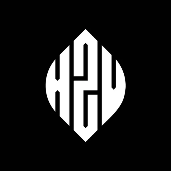 Дизайн Логотипу Літери Xzv Колом Формою Еліпса Xzv Еліпс Літери — стоковий вектор