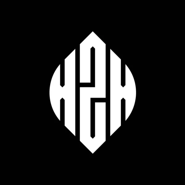 Çember Elips Şekilli Xzx Daire Harf Logosu Tasarımı Tipografik Biçimli — Stok Vektör