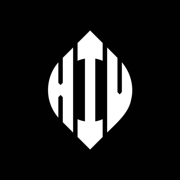 Xiv Дизайн Логотипа Круга Эллипсом Кругом Xiv Эллиптические Буквы Типографским — стоковый вектор