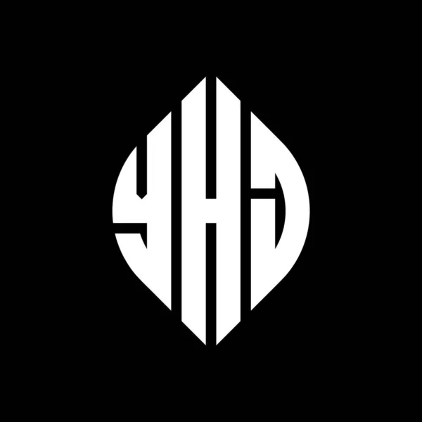 Yhj Дизайн Логотипу Літер Круговою Еліптичною Формою Yhj Еліпси Типографічним — стоковий вектор
