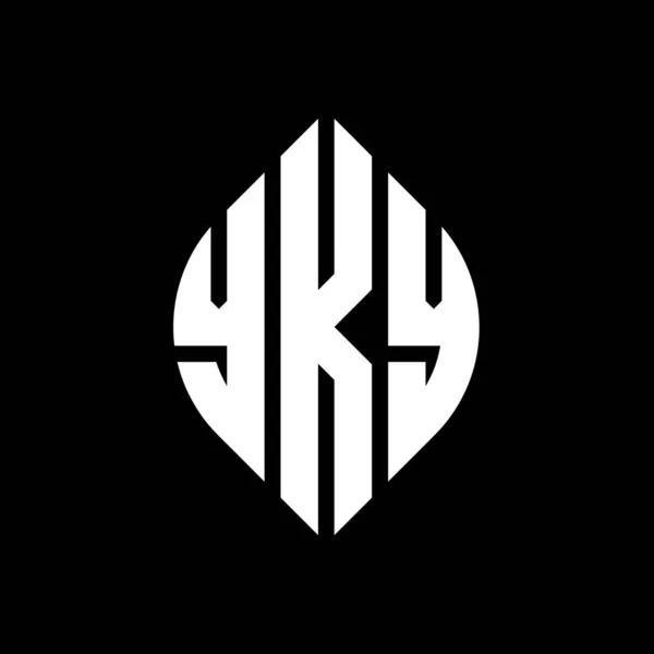 Çember Elips Şekilli Yky Daire Harf Logosu Tasarımı Tipografik Biçimli — Stok Vektör