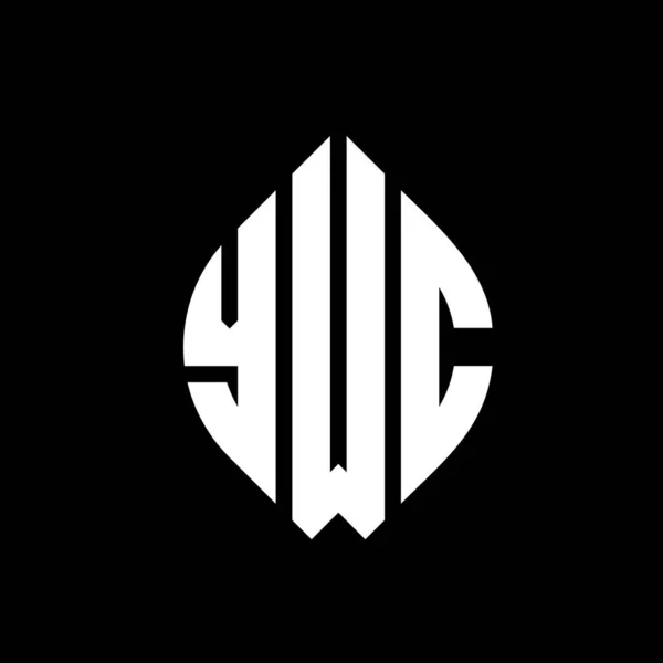 Ywc Kruhové Písmeno Logo Design Kruhovým Elipsovým Tvarem Ywc Elipsa — Stockový vektor